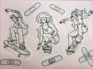 Image of Skater girls and plasters (left 2 girls only )