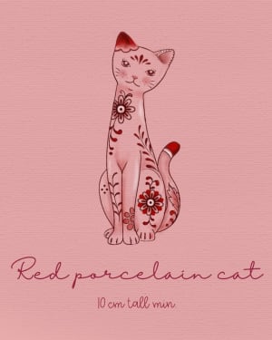 Image of Red porcelain cat