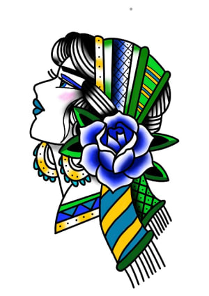 Image of Blue/green lady face