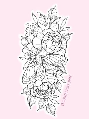 Image of Moth & Peonies