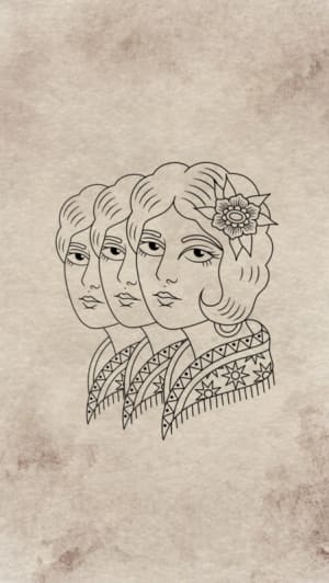 Image of Three lady head 