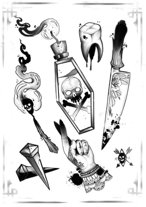 Image of Black work flash ( custom pieces available)