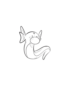 Image of Dratini (8cm) £90 blackwork - £110 watercolour