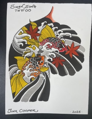 Image of Fantail goldfish half sleeve with chest plate 