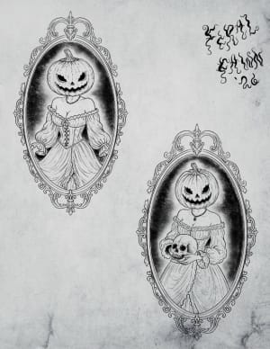 Image of The Queen of Halloween I & II (fully shaded / repeatable 2x each only)