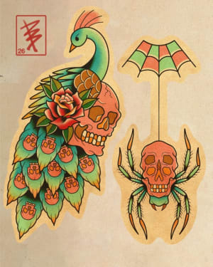 Image of Pink and teal