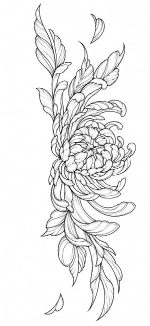 Image of Chrysanthemum tattoo (Upper arm or Side of lower leg)