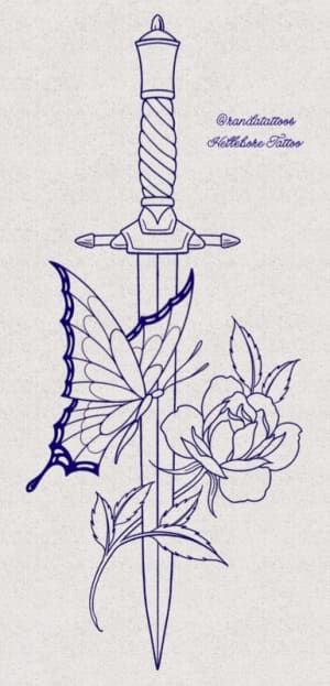 Image of Dagger w/ Butterfly