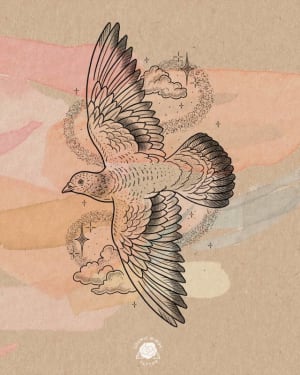 Image of Cosmic Pigeon & Clouds // Approx. 25 cm