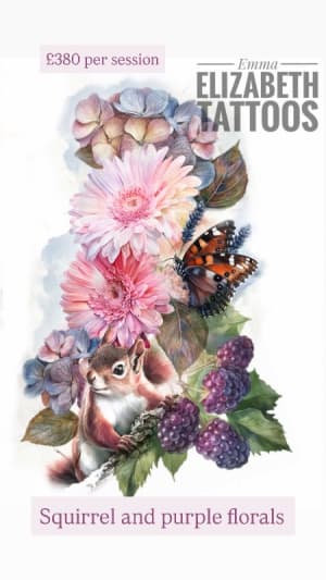 Image of Squirrel and purple florals (priced per session)
