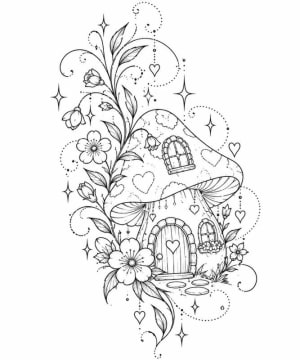 Image of Pink & Dark grey whimsical house