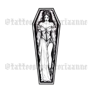 Image of Vampire Lady in Coffin