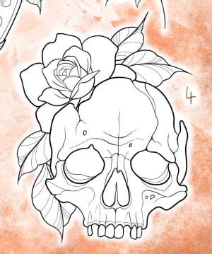 Image of Rose & skull - 5inch