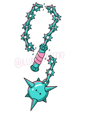 Image of Blue and pink flail atleast 8"