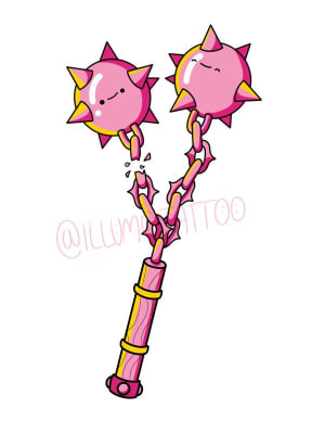 Image of Pink and yellow flail 8"