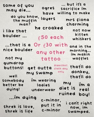 Image of Shrek quotes- Aldershot only