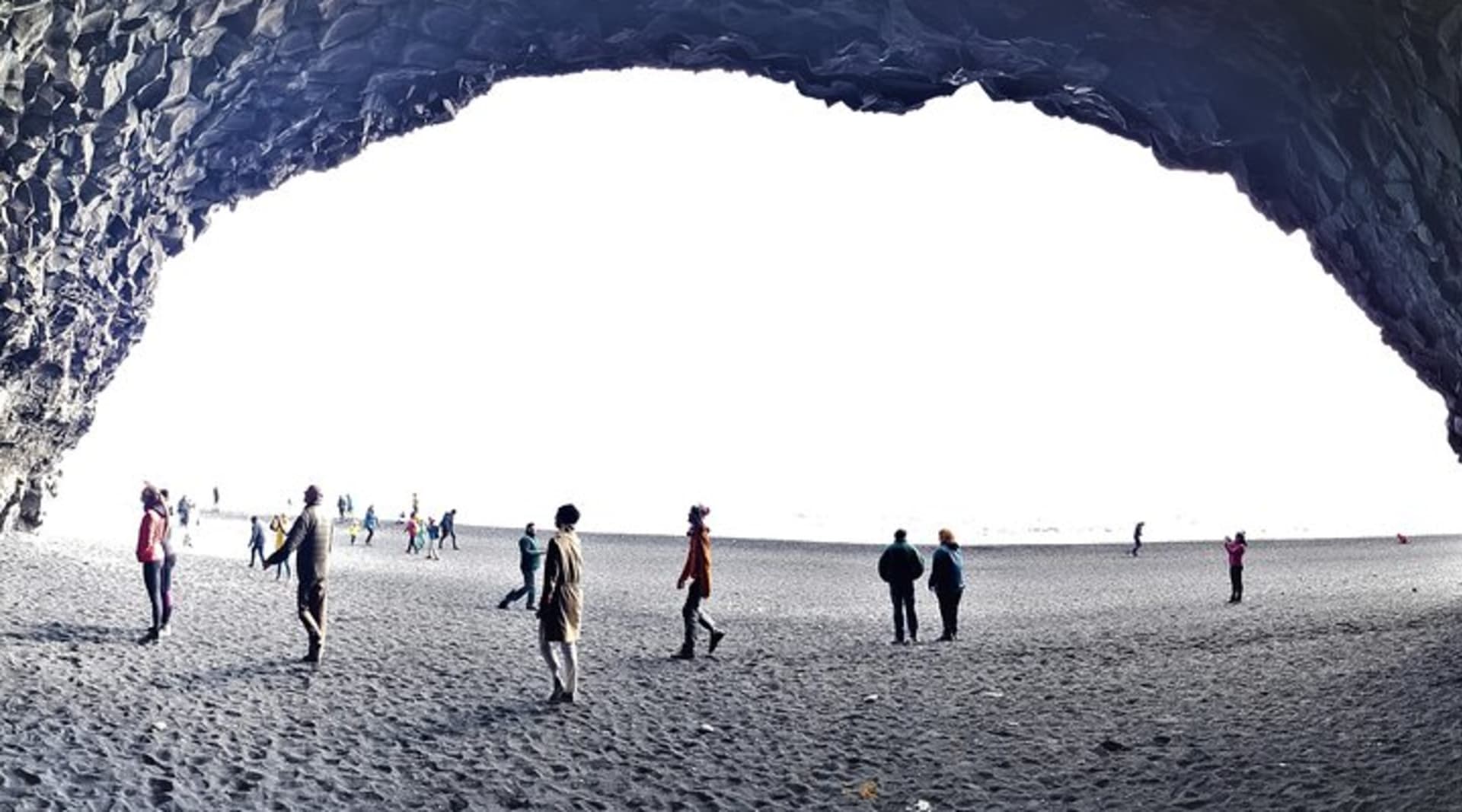 A cave at the black sand beach Reynisfjara