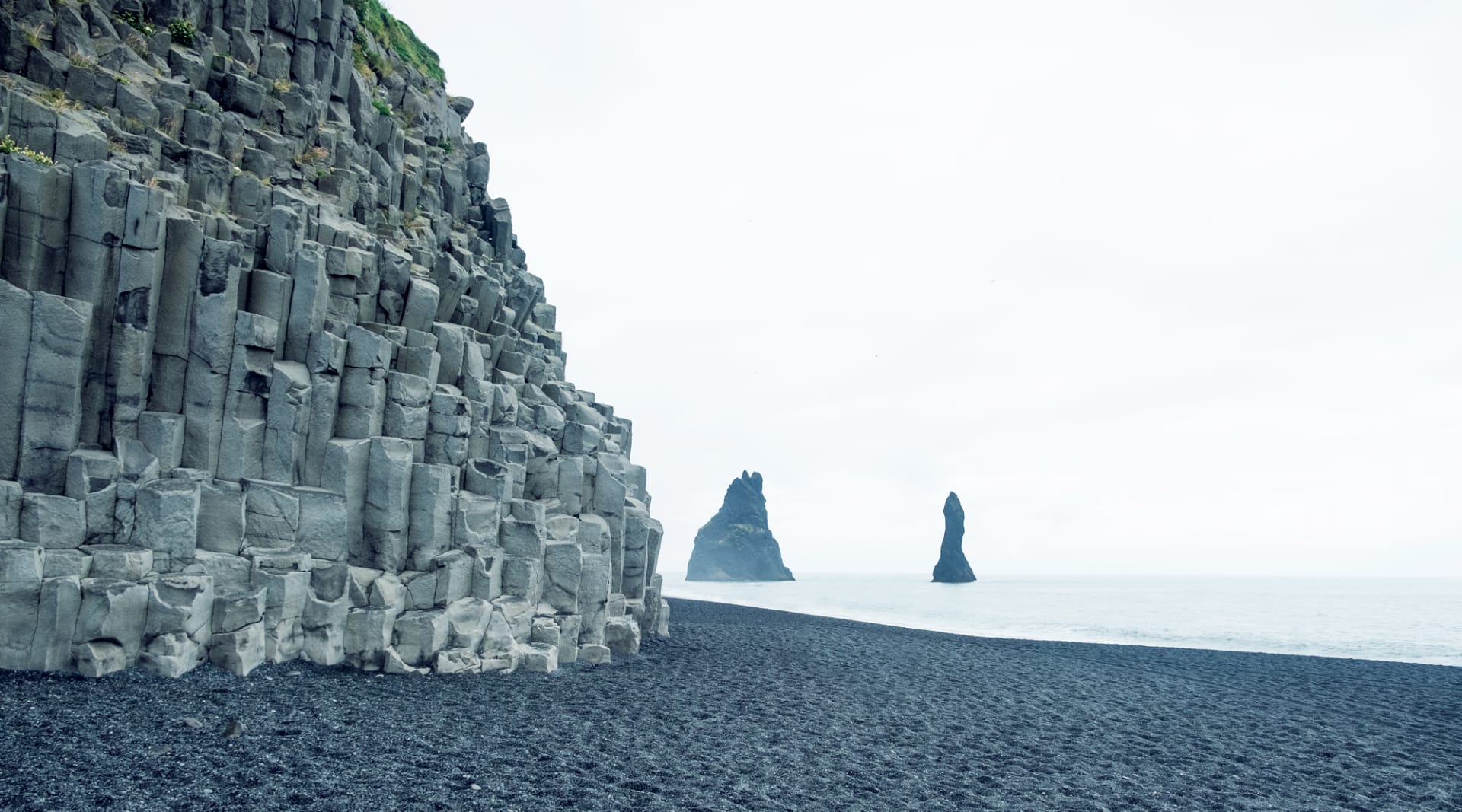 Black sand and basalt columns at Reynisfjara beach