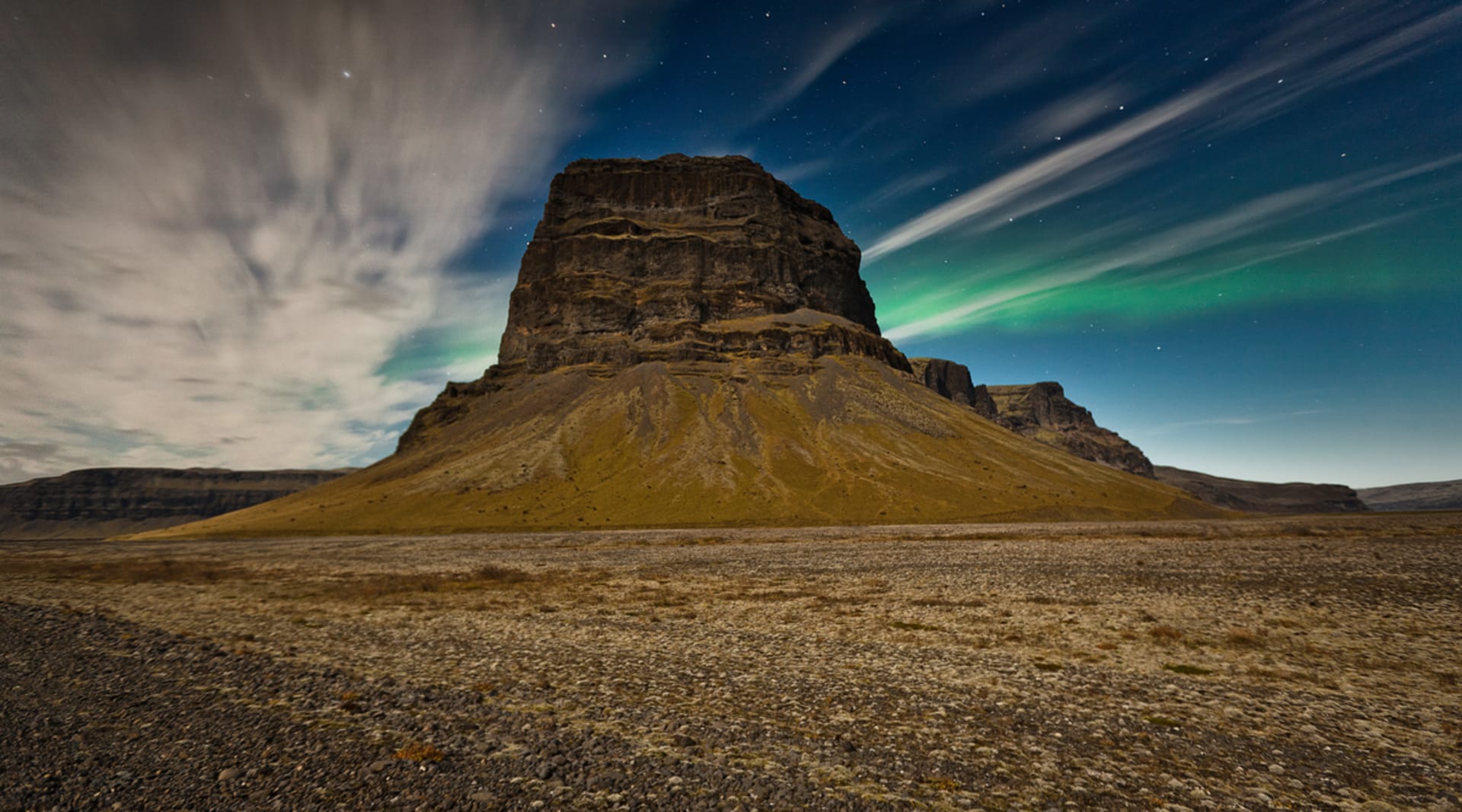 Beautiful mountain with Northern Lights