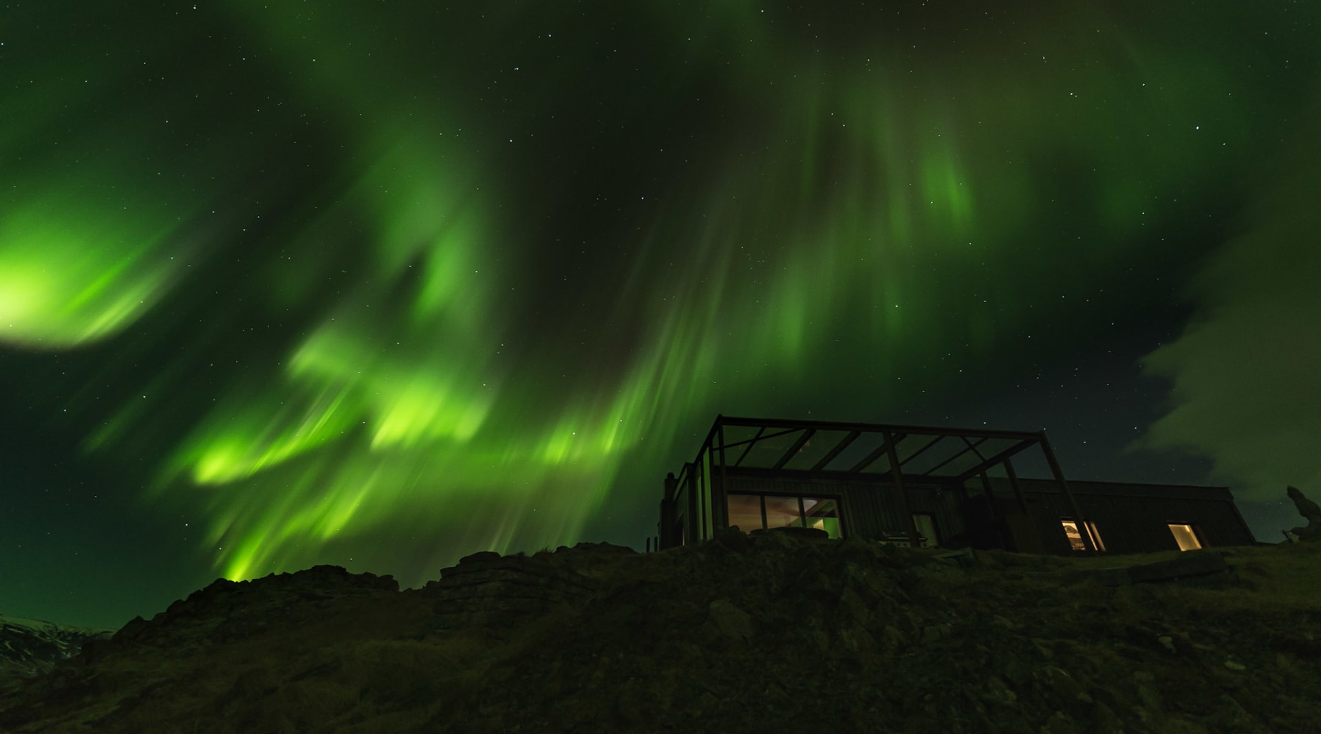 We have spectacular Northern Lights often playing symphonies all over the Fjord