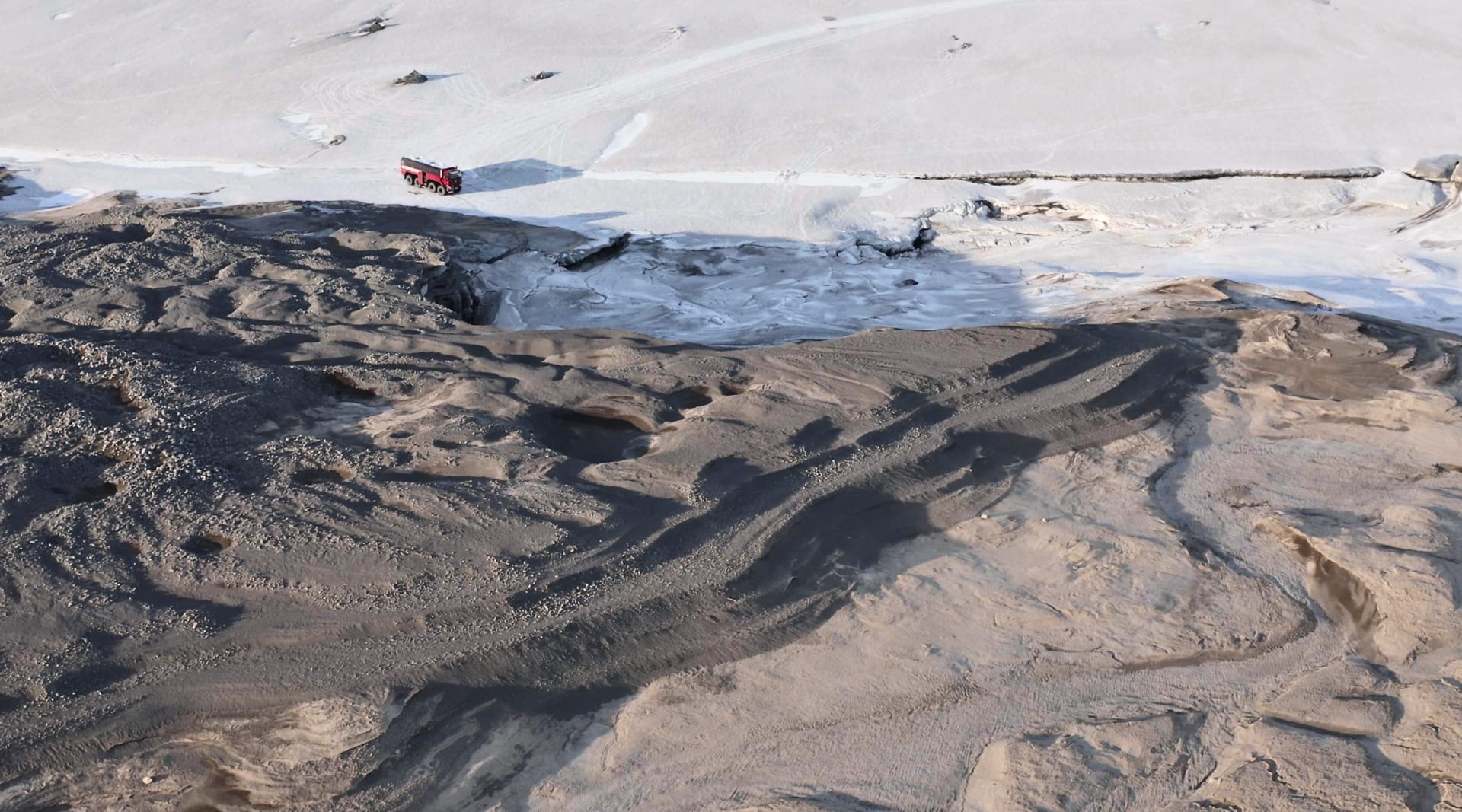 Huge Truck on Huge Long Glacier