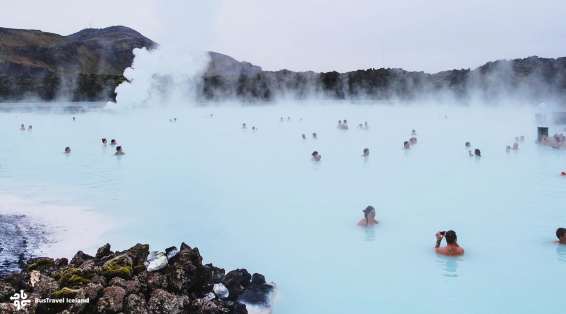 Steam rising from the blue lagoon