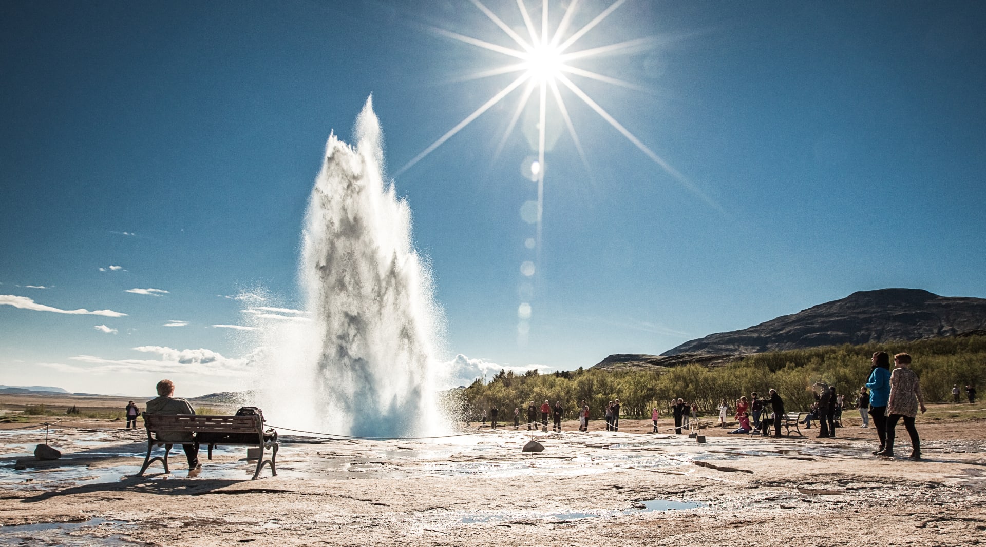 Geothermal eruption at Geysir Geothermal area