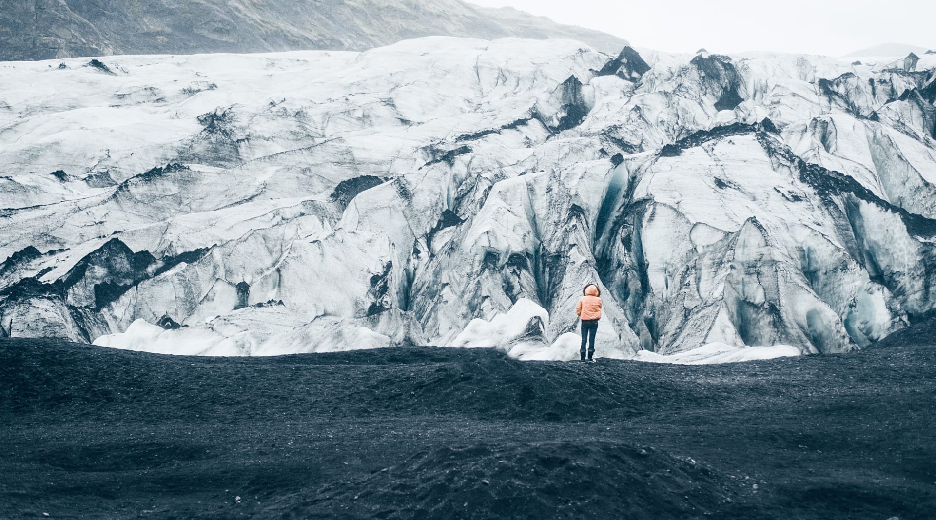 Being alone in the world at Sólheimajökull glacier