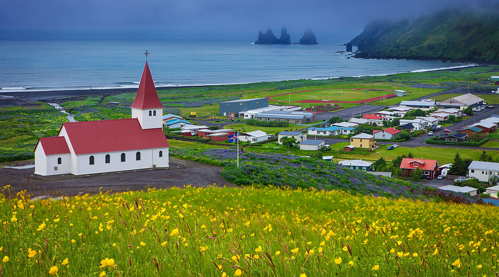 Vík í Mýrdal on South Coast of Iceland