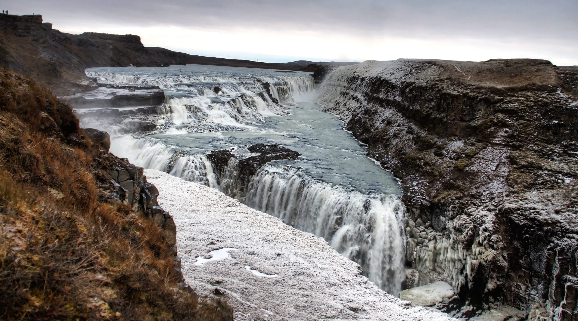 Gullfoss Waterfall in winter 