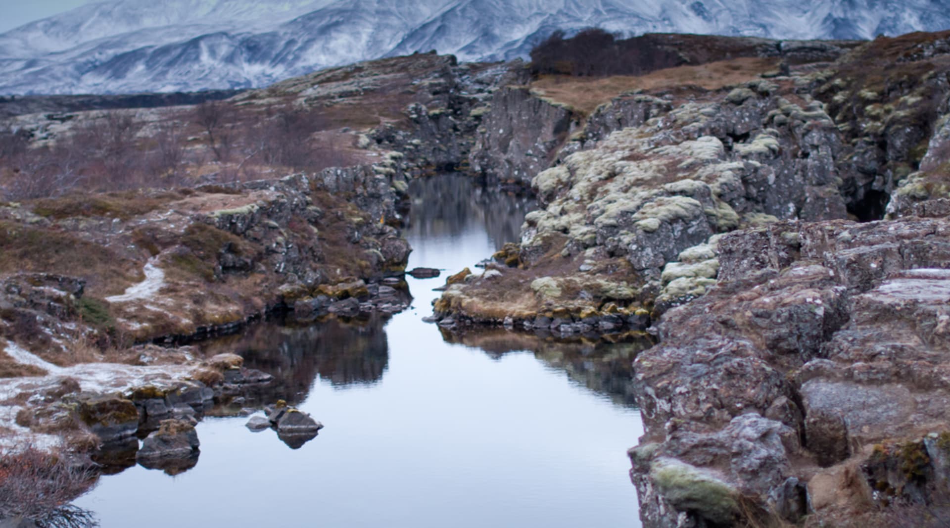 Thingvellir valley with water