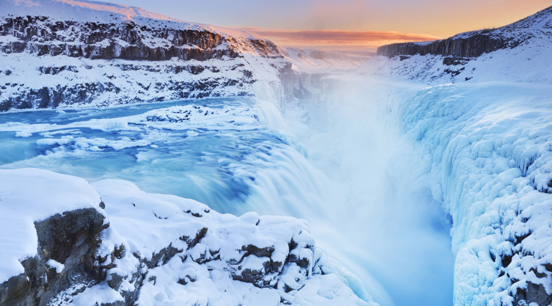 Gullfoss waterfall in winter