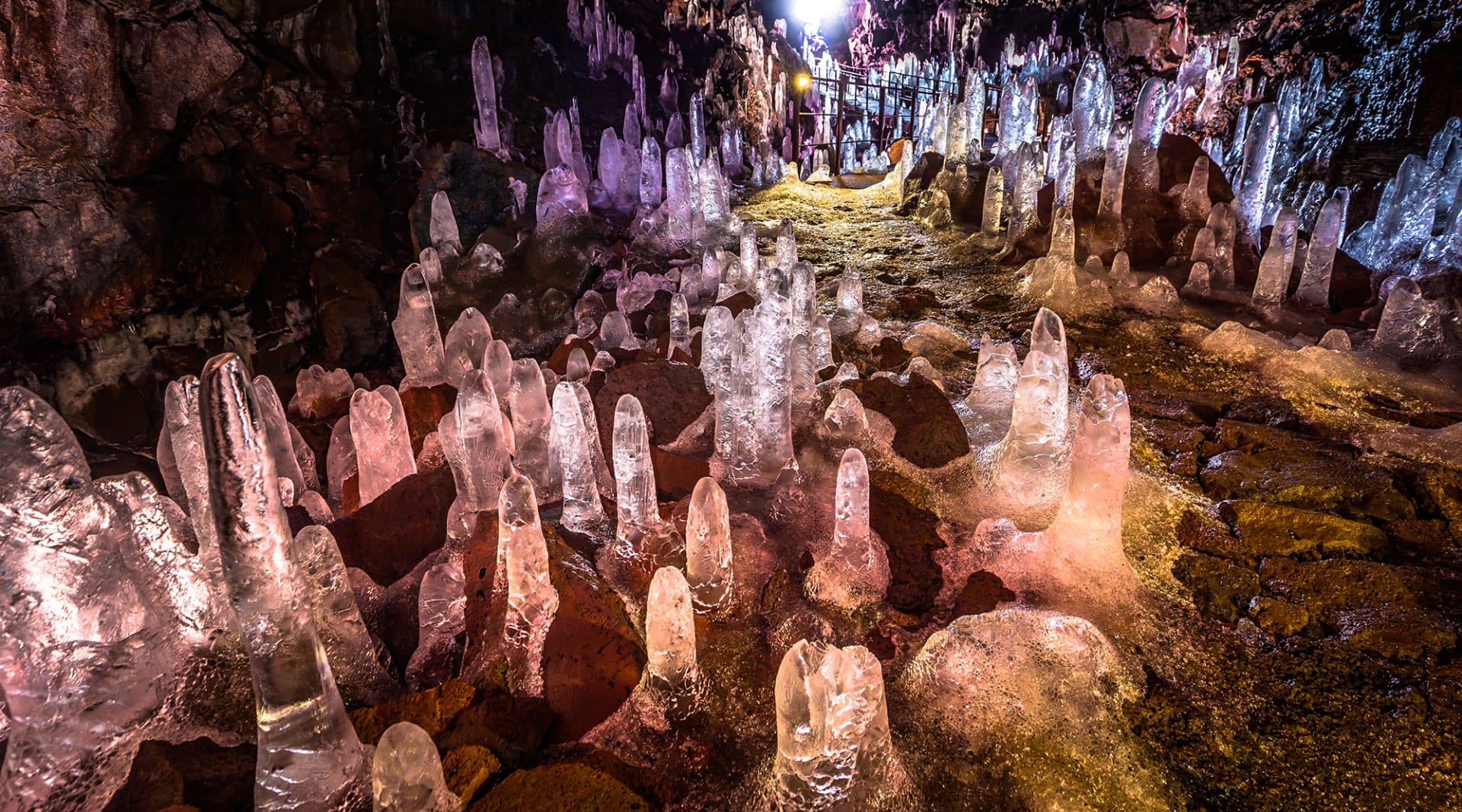 Lava Tunnel with ice in the winter