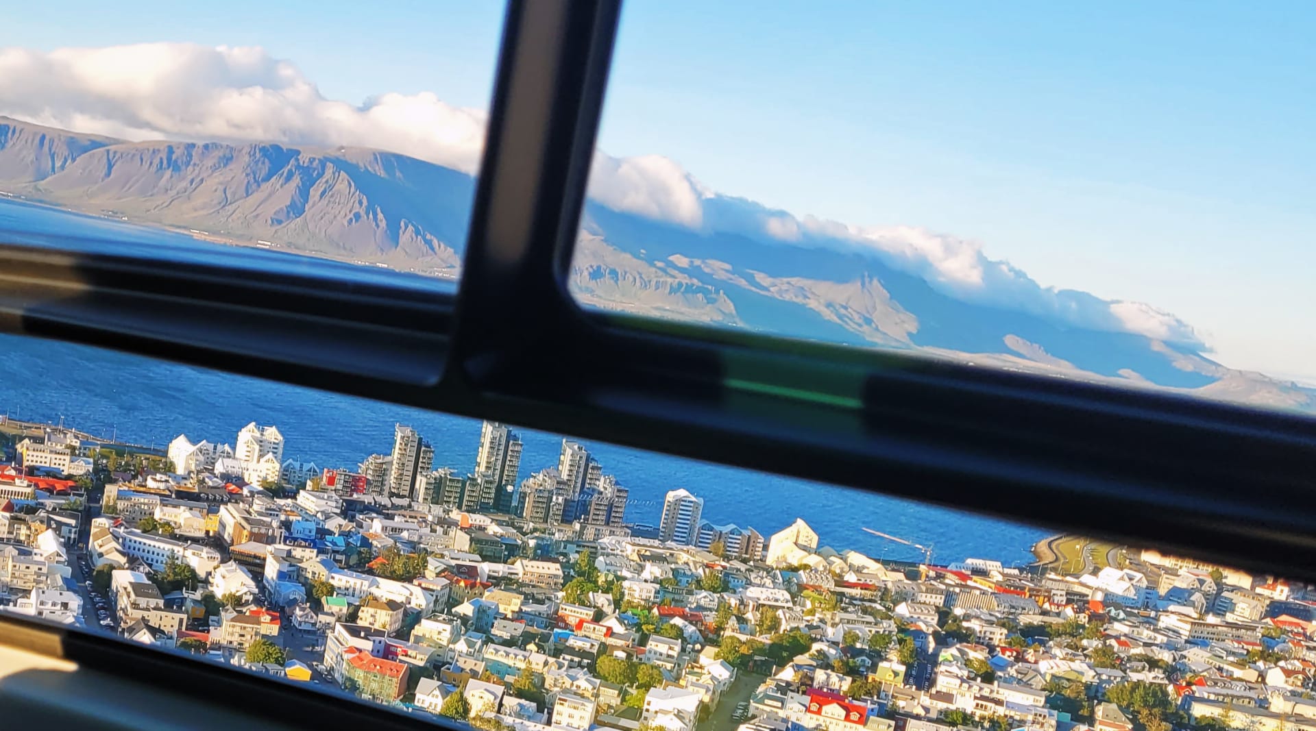 Flying over Reykjavik