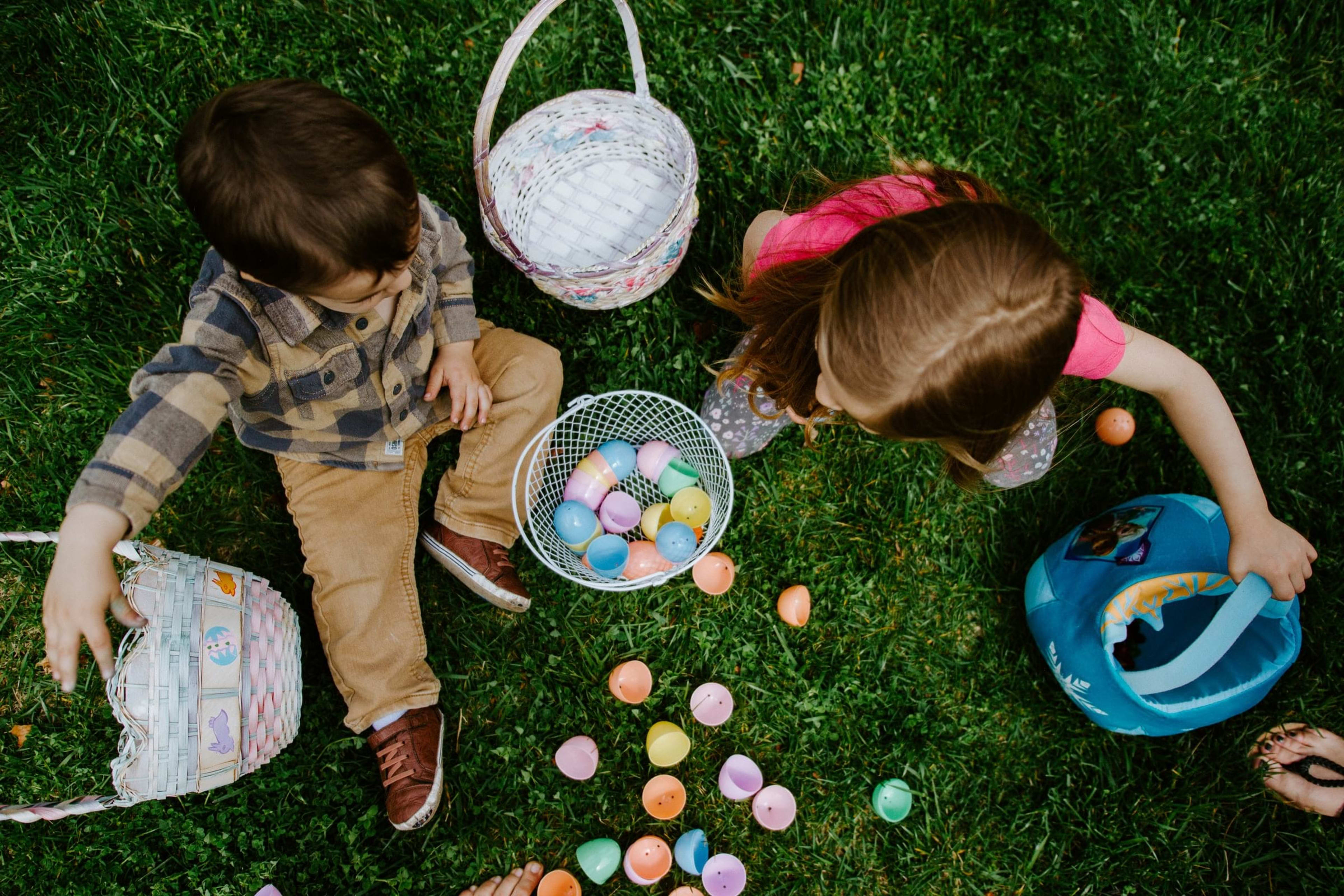 Children collecting easter eggs