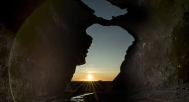 Thumbnail about Inside Yoda Cave at sunset.