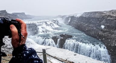 Thumbnail about The grate waterfall Gullfoss in a snow drift