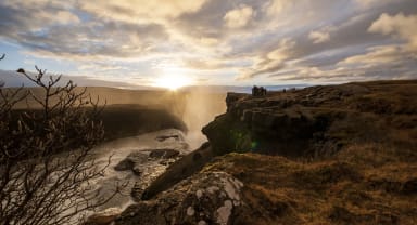 Thumbnail about Golden sunset at Gullfoss waterfall