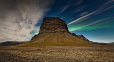 Thumbnail about Beautiful mountain with Northern Lights