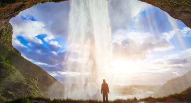 Thumbnail about View from behind Seljalandsfoss waterfall