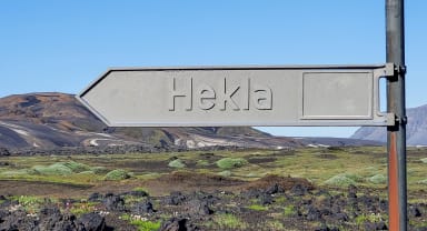 Thumbnail about Sandblasted sign to the Road to Hekla 