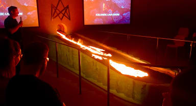 Thumbnail about real molten lava flowing into the showroom