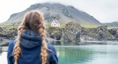 Thumbnail about View over Mt Stapafell seen from Arnarstapi Harbor