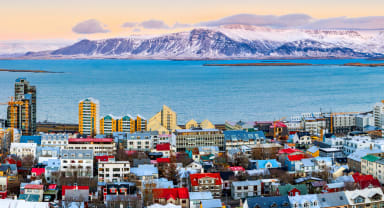 Thumbnail about View over the rooftops of Reykjavik in winter