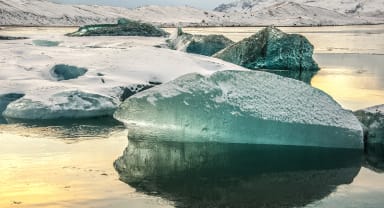 Thumbnail about Beautiful icy green light at Glacier Lagoon