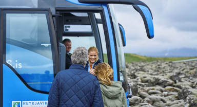 Thumbnail about People entering reykjavik sightseeing bus