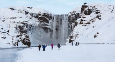 Thumbnail about Skogafoss waterfall in snow