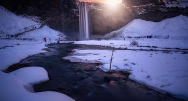 Thumbnail about Evening sun at seljalandsfoss waterfall