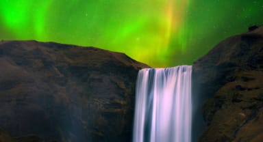 Thumbnail about Northern Lights over Skógafoss 
