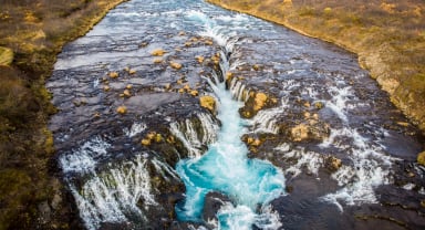 Thumbnail about Brúarfoss from the air